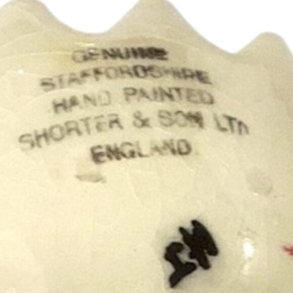 Vtge Shorter & Son Staffordshire Pair Hand-Paint Salad Spoons Anemone Flowers - Picture 5 of 8